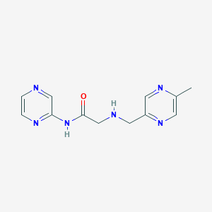 molecular formula C12H14N6O B3781006 2-{[(5-methylpyrazin-2-yl)methyl]amino}-N-pyrazin-2-ylacetamide 