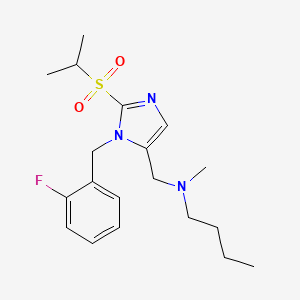 molecular formula C19H28FN3O2S B3781037 N-{[1-(2-fluorobenzyl)-2-(isopropylsulfonyl)-1H-imidazol-5-yl]methyl}-N-methyl-1-butanamine 