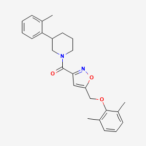 molecular formula C25H28N2O3 B3781045 1-({5-[(2,6-dimethylphenoxy)methyl]-3-isoxazolyl}carbonyl)-3-(2-methylphenyl)piperidine 