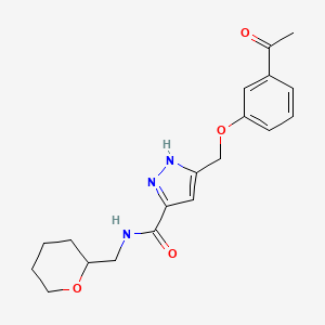 molecular formula C19H23N3O4 B3781051 5-[(3-acetylphenoxy)methyl]-N-(oxan-2-ylmethyl)-1H-pyrazole-3-carboxamide 