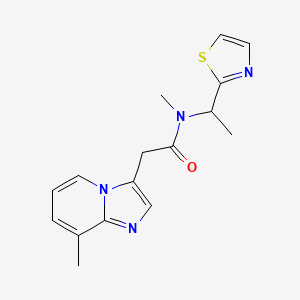 molecular formula C16H18N4OS B3781072 N-methyl-2-(8-methylimidazo[1,2-a]pyridin-3-yl)-N-[1-(1,3-thiazol-2-yl)ethyl]acetamide 