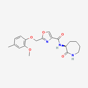 2-[(2-methoxy-4-methylphenoxy)methyl]-N-[(3S)-2-oxo-3-azepanyl]-1,3-oxazole-4-carboxamide