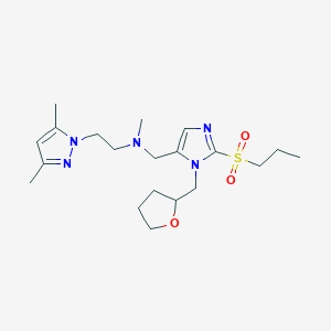 molecular formula C20H33N5O3S B3781106 2-(3,5-dimethylpyrazol-1-yl)-N-methyl-N-[[3-(oxolan-2-ylmethyl)-2-propylsulfonylimidazol-4-yl]methyl]ethanamine 