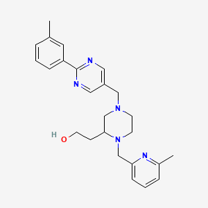 2-{4-{[2-(3-methylphenyl)-5-pyrimidinyl]methyl}-1-[(6-methyl-2-pyridinyl)methyl]-2-piperazinyl}ethanol