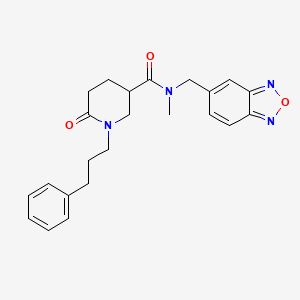 molecular formula C23H26N4O3 B3781181 N-(2,1,3-benzoxadiazol-5-ylmethyl)-N-methyl-6-oxo-1-(3-phenylpropyl)piperidine-3-carboxamide 