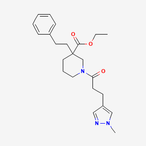 molecular formula C23H31N3O3 B3781206 ethyl 1-[3-(1-methyl-1H-pyrazol-4-yl)propanoyl]-3-(2-phenylethyl)-3-piperidinecarboxylate 