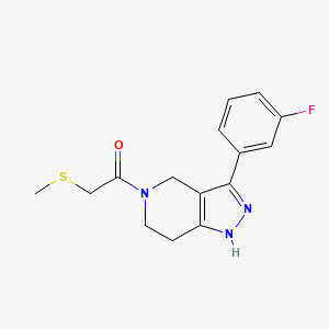 1-[3-(3-Fluorophenyl)-1,4,6,7-tetrahydropyrazolo[4,3-c]pyridin-5-yl]-2-methylsulfanylethanone