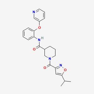 molecular formula C24H26N4O4 B3781240 1-[(5-isopropyl-3-isoxazolyl)carbonyl]-N-[2-(3-pyridinyloxy)phenyl]-3-piperidinecarboxamide 