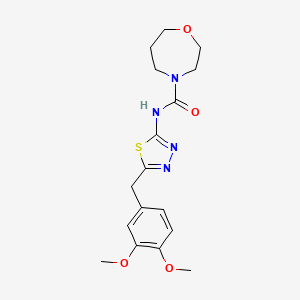 N-[5-[(3,4-dimethoxyphenyl)methyl]-1,3,4-thiadiazol-2-yl]-1,4-oxazepane-4-carboxamide