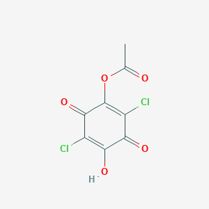 molecular formula C8H4Cl2O5 B378126 2,5-Dichloro-4-hydroxy-3,6-dioxo-1,4-cyclohexadien-1-yl acetate 