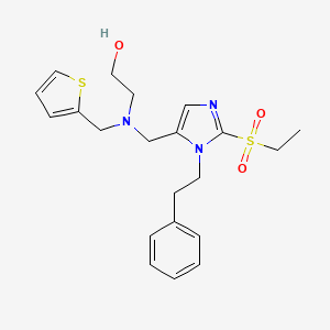 molecular formula C21H27N3O3S2 B3781285 2-[{[2-(ethylsulfonyl)-1-(2-phenylethyl)-1H-imidazol-5-yl]methyl}(2-thienylmethyl)amino]ethanol 