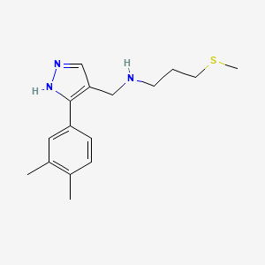 N-[[5-(3,4-dimethylphenyl)-1H-pyrazol-4-yl]methyl]-3-methylsulfanylpropan-1-amine