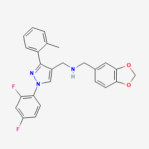 molecular formula C25H21F2N3O2 B3781347 (1,3-benzodioxol-5-ylmethyl){[1-(2,4-difluorophenyl)-3-(2-methylphenyl)-1H-pyrazol-4-yl]methyl}amine 