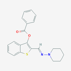 molecular formula C21H20N2O2S B378138 2-[(1-Piperidinylimino)methyl]-1-benzothien-3-yl benzoate CAS No. 312939-11-0