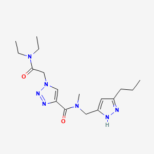 molecular formula C17H27N7O2 B3781382 1-[2-(diethylamino)-2-oxoethyl]-N-methyl-N-[(5-propyl-1H-pyrazol-3-yl)methyl]-1H-1,2,3-triazole-4-carboxamide 