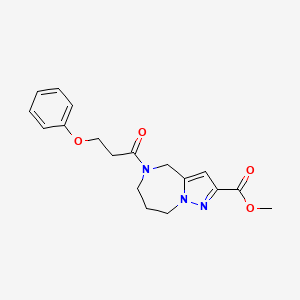 molecular formula C18H21N3O4 B3781415 methyl 5-(3-phenoxypropanoyl)-5,6,7,8-tetrahydro-4H-pyrazolo[1,5-a][1,4]diazepine-2-carboxylate 