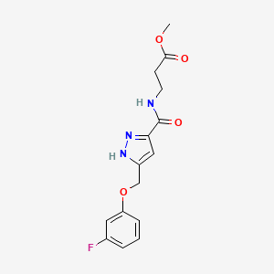 methyl 3-[[5-[(3-fluorophenoxy)methyl]-1H-pyrazole-3-carbonyl]amino]propanoate