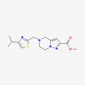 molecular formula C15H20N4O2S B3781443 methyl 5-[(4-isopropyl-1,3-thiazol-2-yl)methyl]-4,5,6,7-tetrahydropyrazolo[1,5-a]pyrazine-2-carboxylate 