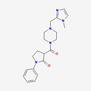 molecular formula C20H25N5O2 B3781468 3-({4-[(1-methyl-1H-imidazol-2-yl)methyl]-1-piperazinyl}carbonyl)-1-phenyl-2-pyrrolidinone 