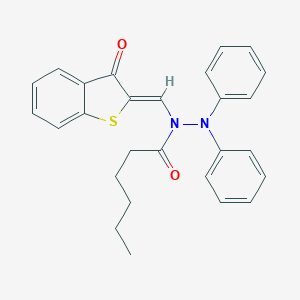 molecular formula C27H26N2O2S B378147 N-[(3-oxo-1-benzothien-2(3H)-ylidene)methyl]-N',N'-diphenylhexanohydrazide 