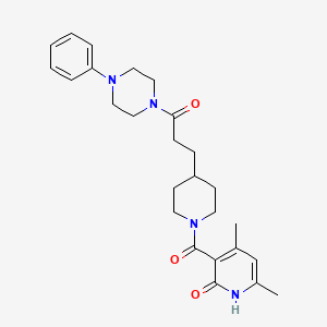 molecular formula C26H34N4O3 B3781472 4,6-dimethyl-3-({4-[3-oxo-3-(4-phenyl-1-piperazinyl)propyl]-1-piperidinyl}carbonyl)-2(1H)-pyridinone 