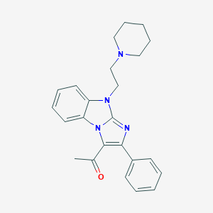 molecular formula C24H26N4O B378149 1-{2-phenyl-9-[2-(1-piperidinyl)ethyl]-9H-imidazo[1,2-a]benzimidazol-3-yl}ethanone CAS No. 98354-75-7