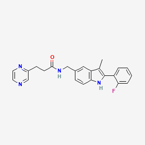 N-{[2-(2-fluorophenyl)-3-methyl-1H-indol-5-yl]methyl}-3-(2-pyrazinyl)propanamide