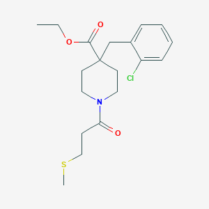 molecular formula C19H26ClNO3S B3781499 ethyl 4-(2-chlorobenzyl)-1-[3-(methylthio)propanoyl]-4-piperidinecarboxylate 