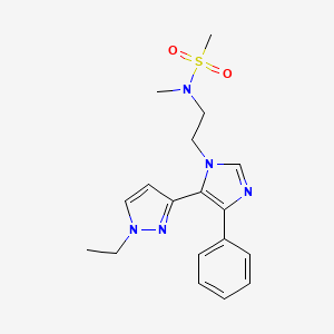 molecular formula C18H23N5O2S B3781503 N-{2-[5-(1-ethyl-1H-pyrazol-3-yl)-4-phenyl-1H-imidazol-1-yl]ethyl}-N-methylmethanesulfonamide 