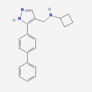 molecular formula C20H21N3 B3781505 N-[[5-(4-phenylphenyl)-1H-pyrazol-4-yl]methyl]cyclobutanamine 