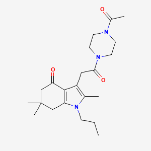 molecular formula C22H33N3O3 B3781509 3-[2-(4-acetyl-1-piperazinyl)-2-oxoethyl]-2,6,6-trimethyl-1-propyl-1,5,6,7-tetrahydro-4H-indol-4-one 