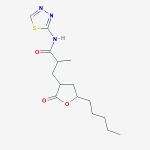 molecular formula C15H23N3O3S B378152 2-methyl-3-(2-oxo-5-pentyltetrahydro-3-furanyl)-N-(1,3,4-thiadiazol-2-yl)propanamide CAS No. 302809-33-2