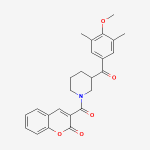 molecular formula C25H25NO5 B3781546 3-{[3-(4-methoxy-3,5-dimethylbenzoyl)-1-piperidinyl]carbonyl}-2H-chromen-2-one 