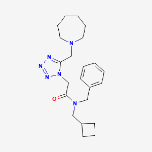 molecular formula C22H32N6O B3781556 2-[5-(1-azepanylmethyl)-1H-tetrazol-1-yl]-N-benzyl-N-(cyclobutylmethyl)acetamide 