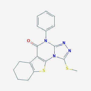 molecular formula C18H16N4OS2 B378157 1-(methylsulfanyl)-4-phenyl-6,7,8,9-tetrahydro[1]benzothieno[3,2-e][1,2,4]triazolo[4,3-a]pyrimidin-5(4H)-one CAS No. 331465-38-4