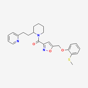 molecular formula C24H27N3O3S B3781571 2-(2-{1-[(5-{[2-(methylthio)phenoxy]methyl}-3-isoxazolyl)carbonyl]-2-piperidinyl}ethyl)pyridine 