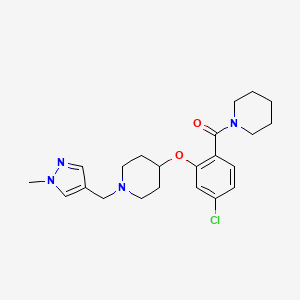 molecular formula C22H29ClN4O2 B3781597 4-[5-chloro-2-(1-piperidinylcarbonyl)phenoxy]-1-[(1-methyl-1H-pyrazol-4-yl)methyl]piperidine 