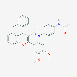 molecular formula C33H30N2O4 B378160 N-[4-({[2-(3,4-dimethoxyphenyl)-4-(2-methylphenyl)-4H-chromen-3-yl]methylene}amino)phenyl]acetamide 