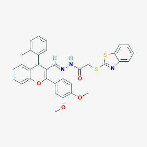 2-(1,3-benzothiazol-2-ylsulfanyl)-N'-{[2-(3,4-dimethoxyphenyl)-4-(2-methylphenyl)-4H-chromen-3-yl]methylene}acetohydrazide