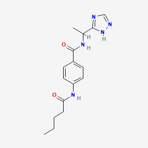 molecular formula C16H21N5O2 B3781611 4-(pentanoylamino)-N-[1-(1H-1,2,4-triazol-5-yl)ethyl]benzamide 