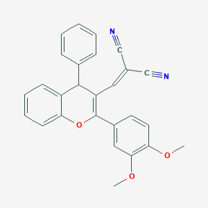 molecular formula C27H20N2O3 B378162 {[2-(3,4-dimethoxyphenyl)-4-phenyl-4H-chromen-3-yl]methylidene}propanedinitrile 