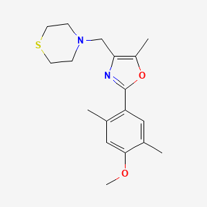 molecular formula C18H24N2O2S B3781627 2-(4-Methoxy-2,5-dimethylphenyl)-5-methyl-4-(thiomorpholin-4-ylmethyl)-1,3-oxazole 