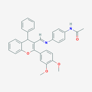 N-[4-[[2-(3,4-dimethoxyphenyl)-4-phenyl-4H-chromen-3-yl]methylideneamino]phenyl]acetamide