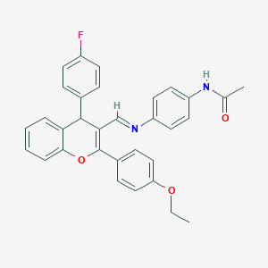 N-[4-({[2-(4-ethoxyphenyl)-4-(4-fluorophenyl)-4H-chromen-3-yl]methylene}amino)phenyl]acetamide
