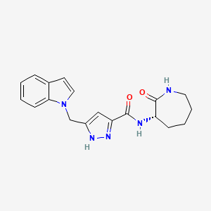 molecular formula C19H21N5O2 B3781675 5-(indol-1-ylmethyl)-N-[(3S)-2-oxoazepan-3-yl]-1H-pyrazole-3-carboxamide 