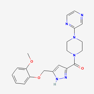 molecular formula C20H22N6O3 B3781692 2-[4-({5-[(2-methoxyphenoxy)methyl]-1H-pyrazol-3-yl}carbonyl)-1-piperazinyl]pyrazine 