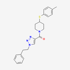 molecular formula C23H26N4OS B3781719 4-[(4-methylphenyl)thio]-1-{[1-(2-phenylethyl)-1H-1,2,3-triazol-4-yl]carbonyl}piperidine 