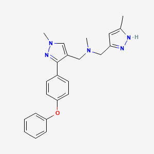 molecular formula C23H25N5O B3781733 N-methyl-N-[[1-methyl-3-(4-phenoxyphenyl)pyrazol-4-yl]methyl]-1-(5-methyl-1H-pyrazol-3-yl)methanamine 