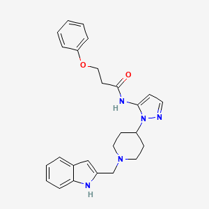 molecular formula C26H29N5O2 B3781737 N-{1-[1-(1H-indol-2-ylmethyl)-4-piperidinyl]-1H-pyrazol-5-yl}-3-phenoxypropanamide 