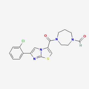 molecular formula C18H17ClN4O2S B3781759 4-{[6-(2-chlorophenyl)imidazo[2,1-b][1,3]thiazol-3-yl]carbonyl}-1,4-diazepane-1-carbaldehyde 